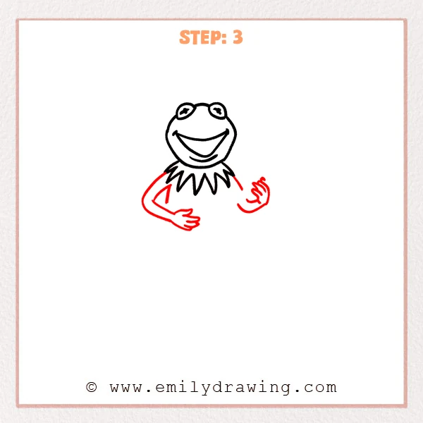 how to draw a kermit the frog - Step 3